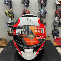MT Helmets Kask Mt Thunder 4 Sv Valıant A0 Parlak Inci Beyaz Mavi Kırmızı