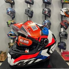 MT Helmets Kask Mt Thunder 4 Sv Valıant A0 Parlak Inci Beyaz Mavi Kırmızı