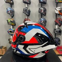 MT Helmets Kask Mt Thunder 4 Sv Valıant A0 Parlak Inci Beyaz Mavi Kırmızı
