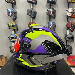 MT Helmets Kask Mt Thunder 4 Sv Valıant B2 Parlak Gri Mor Sarı