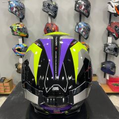 MT Helmets Kask Mt Thunder 4 Sv Valıant B2 Parlak Gri Mor Sarı