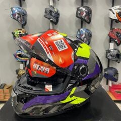 MT Helmets Kask Mt Thunder 4 Sv Valıant B2 Parlak Gri Mor Sarı