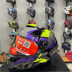 MT Helmets Kask Mt Thunder 4 Sv Valıant B2 Parlak Gri Mor Sarı
