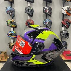 MT Helmets Kask Mt Thunder 4 Sv Valıant B2 Parlak Gri Mor Sarı