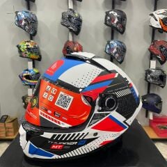 MT Helmets -Thunder 4 SV Luminence A7 Mat Beyaz/Kırmızı/Mavi Kapalı Kask