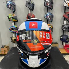 MT Helmets -Thunder 4 SV Luminence A7 Mat Beyaz/Kırmızı/Mavi Kapalı Kask