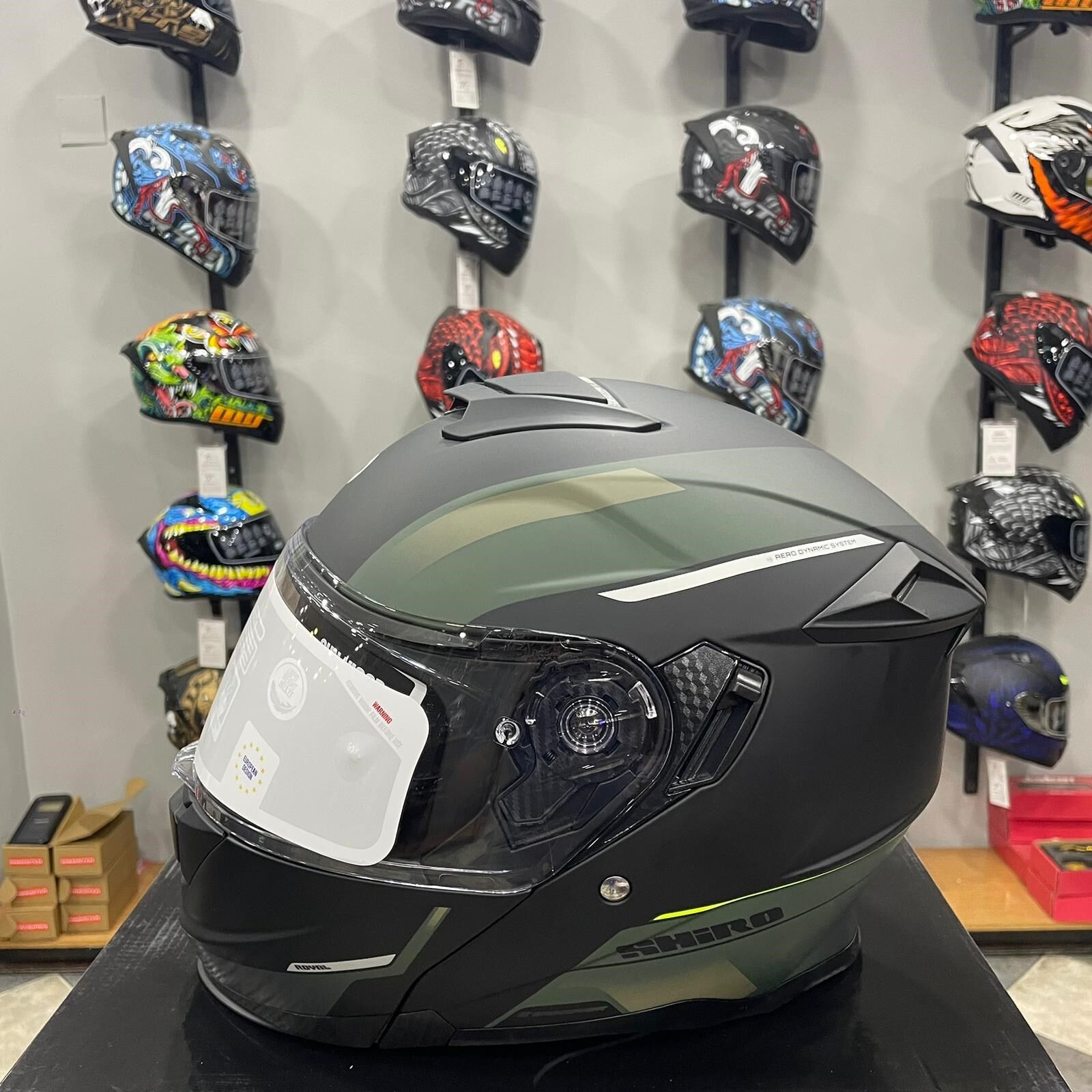 SHIRO DISCOVER MAT YEŞİL ÇENE AÇILIR KASK