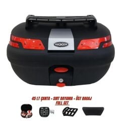 Maxem SL45 Full Set Motosiklet Topcase Arka Çanta (Arka Çanta+Sırtlık+Üst Bagaj)