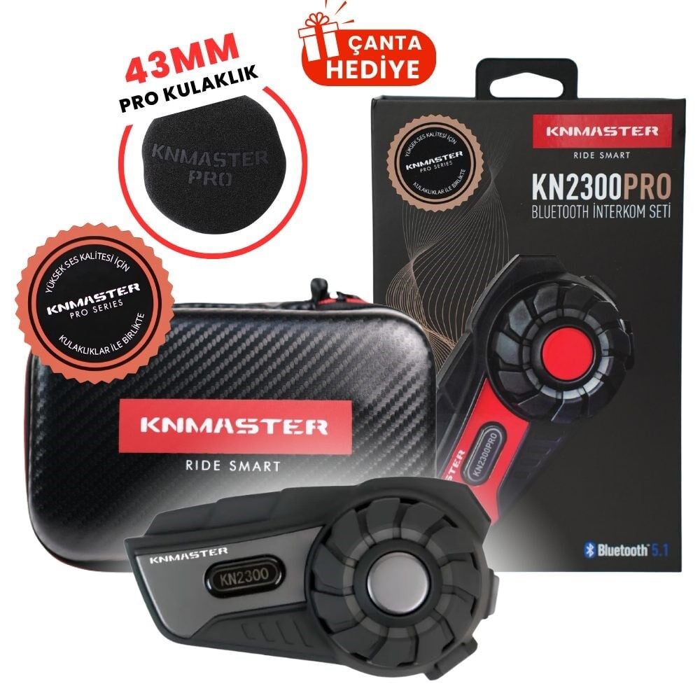 Knmaster KN2300 PRO Motosiklet Kask İnterkom Bluetooth Intercom Kulaklık Seti