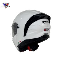 Sway 919 Güneş Vizörlü Çene Açılır Kask Beyaz
