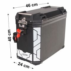 GP Kompozit Universal 40 lt x 2 Alüminyum Motosiklet Yan Çanta Seti Siyah