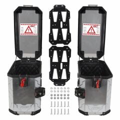 GP Kompozit Universal 40 lt x 2 Alüminyum Motosiklet Yan Çanta Seti Gri