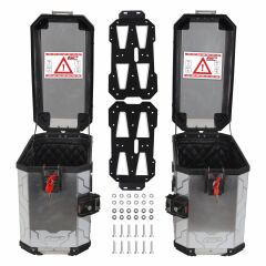 GP Kompozit Universal 40 lt x 2 Alüminyum Motosiklet Yan Çanta Seti Gri