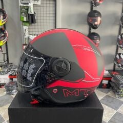 MTS FX-101 Design Red Motosiklet Açık Kask (Mat Kırmızı)