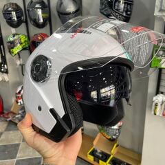 JİEKAİ YARIM KASK GÜNEŞ VİZÖRLÜ BEYAZ