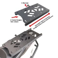 GP Kompozit Honda Dio 2021-2025 Uyumlu Pratik Tak-Çıkar Kızaklı Arka Çanta Demiri Siyah