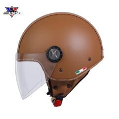 SWAY SW 701 KAHVERENGİ DERİ YARIM KASK