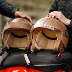 SWAY SW 701 KAHVERENGİ DERİ YARIM KASK