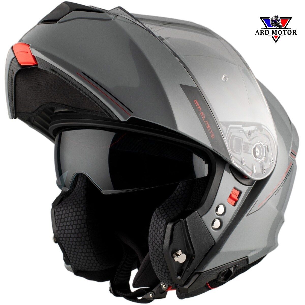 MT Genesis SV Solid A12 Parlak Gri Çene Açılır Motosiklet Kaskı
