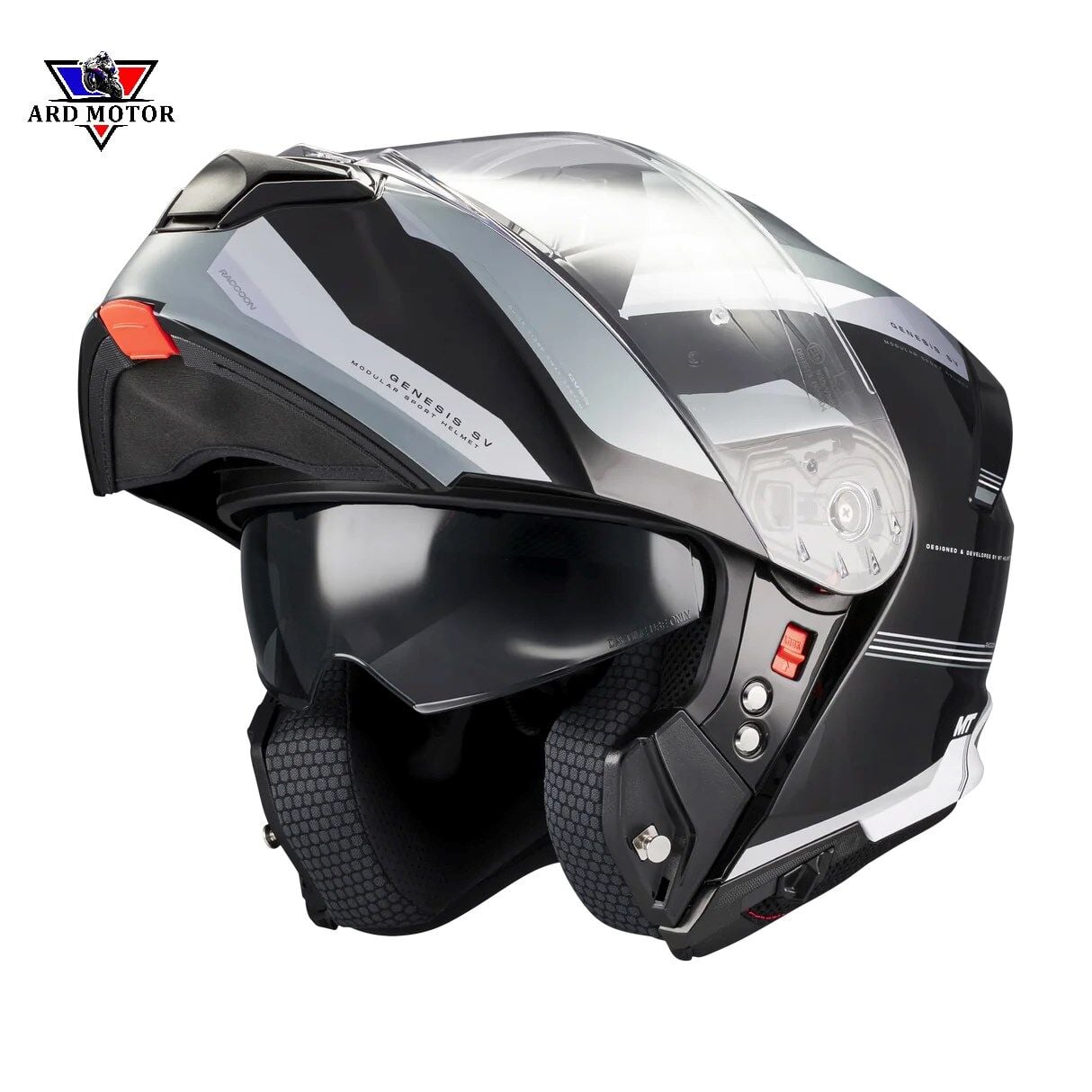 MT HELMETS GENESIS SV RACCOON B12 PARLAK ÇENE AÇILIR KASK