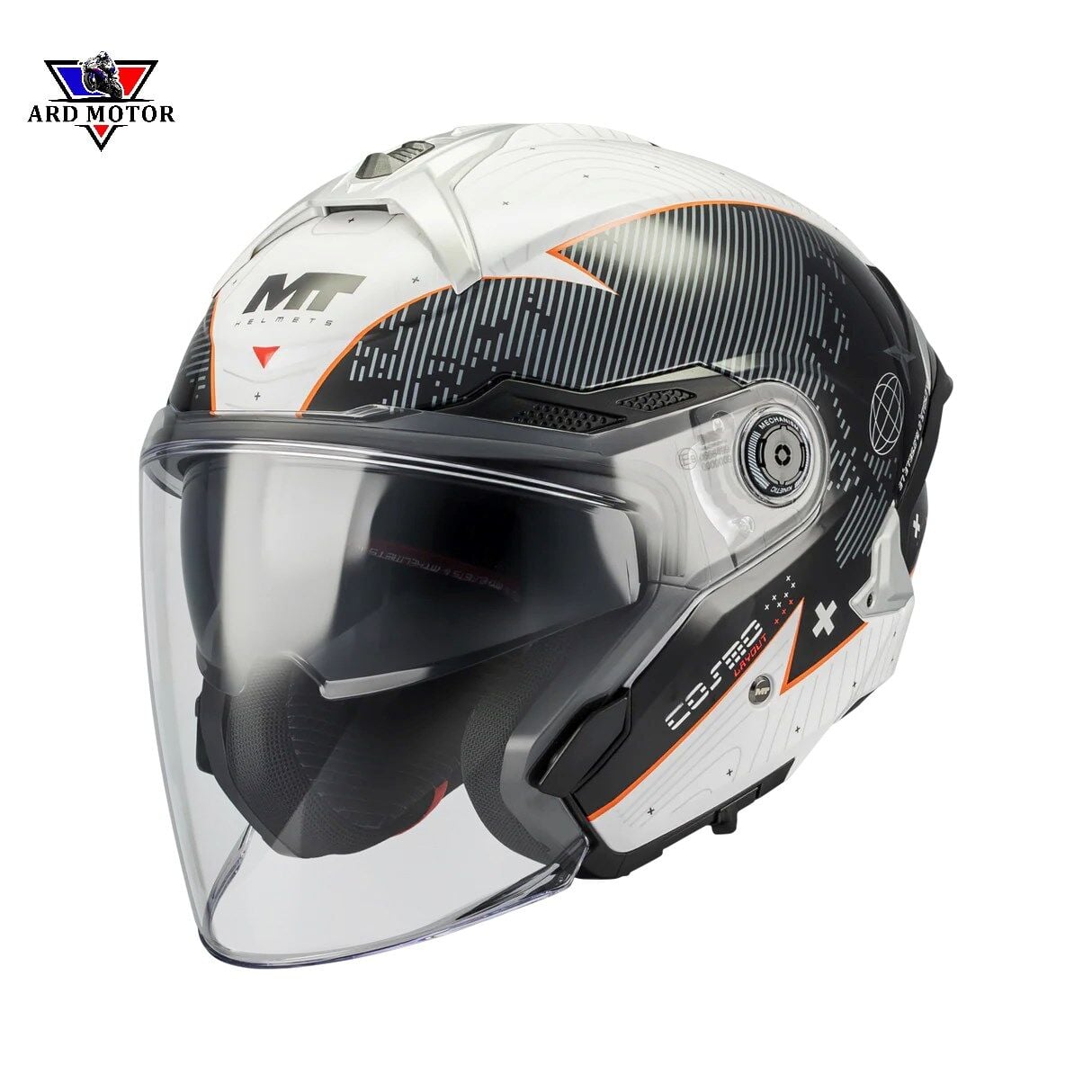 MT HELMETS COSMO SV LAYOUT A1 PARLAK GÜNEŞ VİZÖRLÜ YARIM KASK